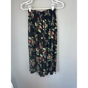 Vintage Floral Midi Elastic Waist Band Skirt Size Small